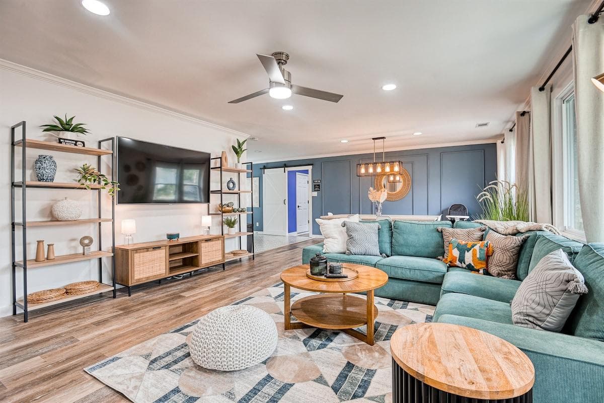Living room with futon sofa sleeper