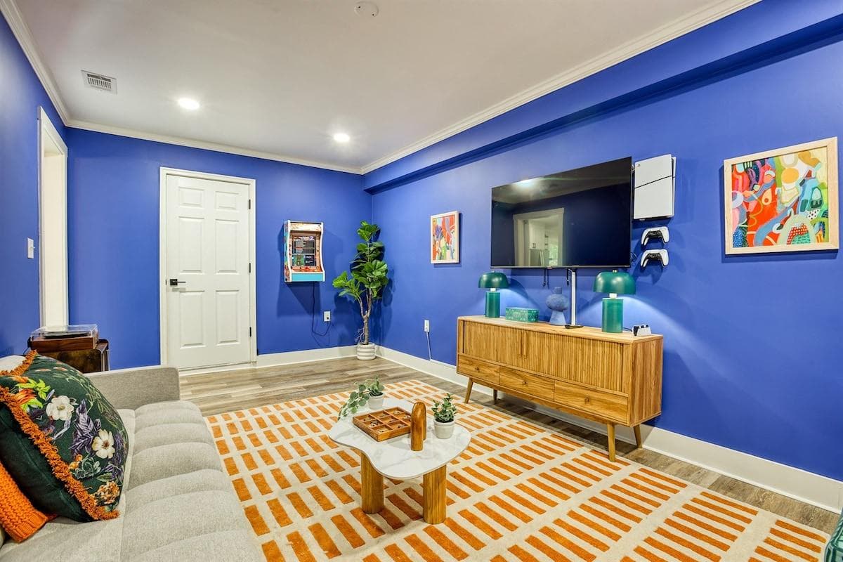 Game room for the kids. Smart TV, board games, and an arcade system